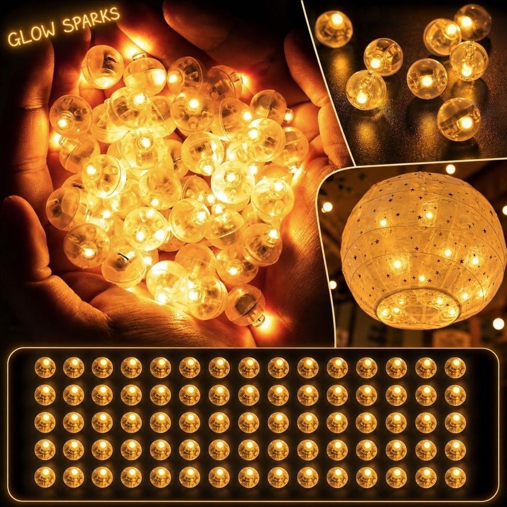 50 Stück Mehrfarbige LED-Lichter, Batteriebetrieben, Runde Lichter für Ballons, Party, Hochzeit, Feiertage, Weihnachten, Halloween-Dekorationen