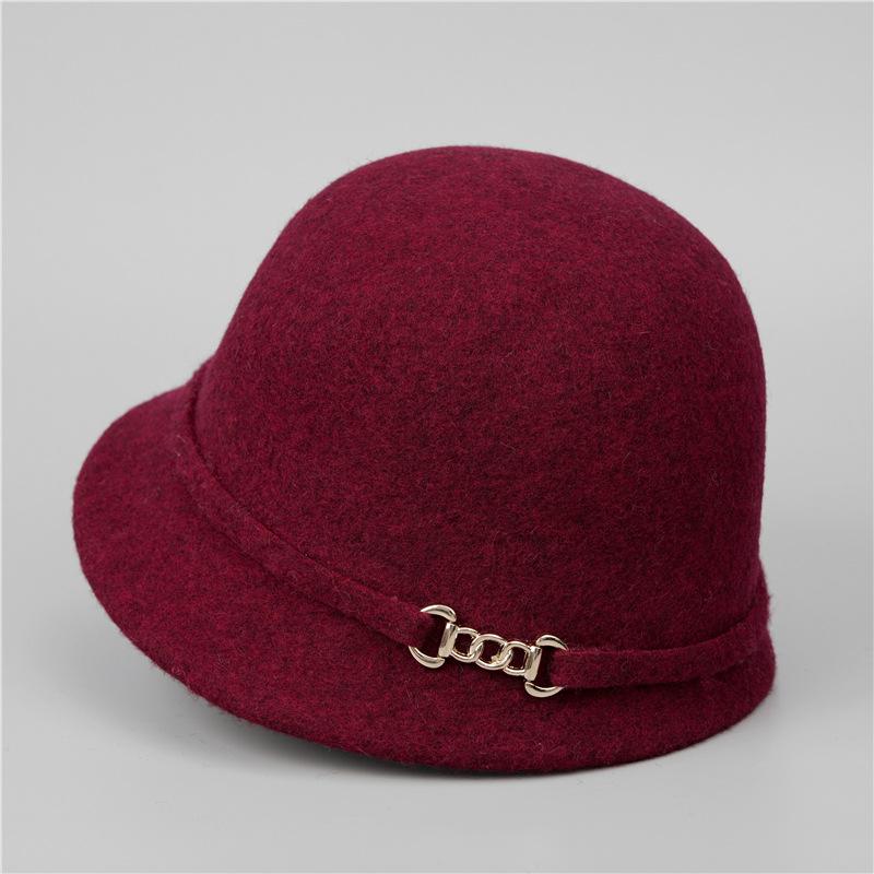 Wool Mother Hat Lady Autumn and Winter New Top Hat French Elegant Retro Bucket Hat Basin Hat
