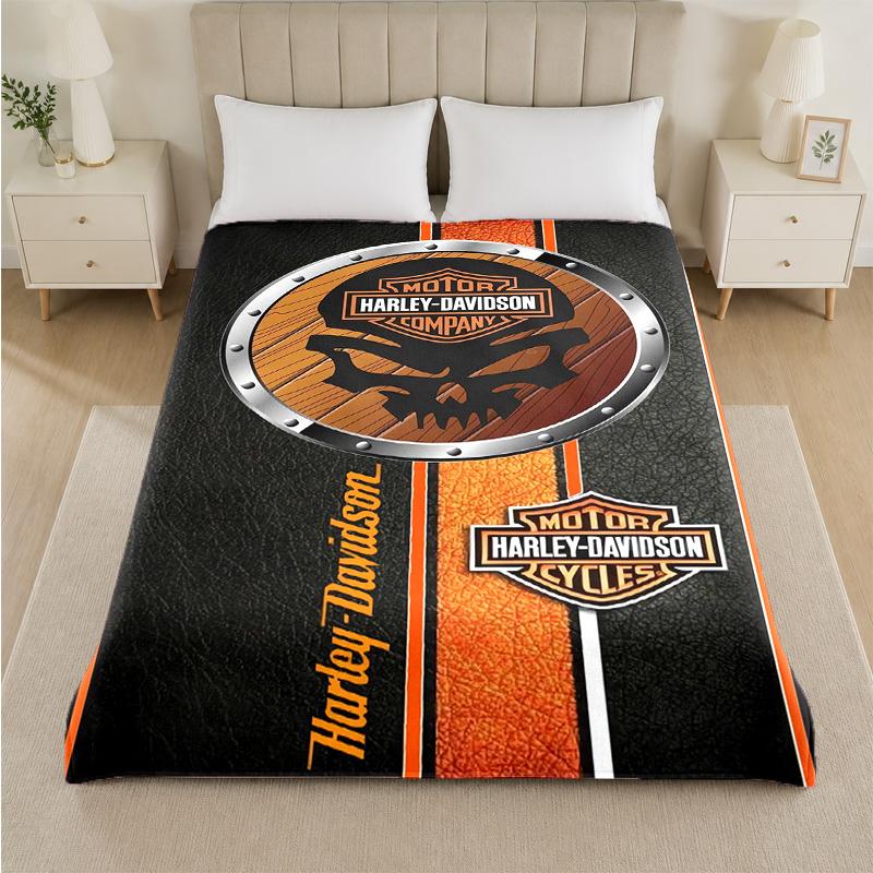 Coperta in Flanella con Stampa Harley-Davidson Morbida e Calda Coperta Pluche per Letto Divano Divano Uso Domestico Indoor