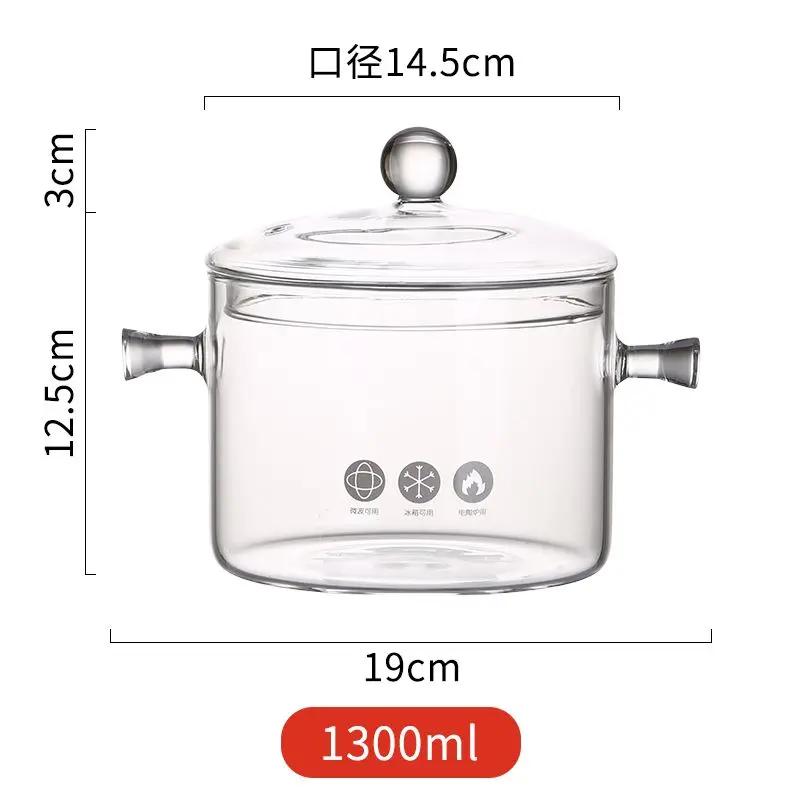 High Borosilicate Glass Saucepan for Cooking, Clear Cooking Pot, Gas Open Fire, High Temperature Resistant, Cookware, New, House