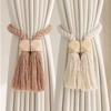 2pcs Magnetic Wooden Tassel Window Curtain Curtain Holdbacks,Bathroom Shower Curtain Accessories,Home Decor Curtain Buckles