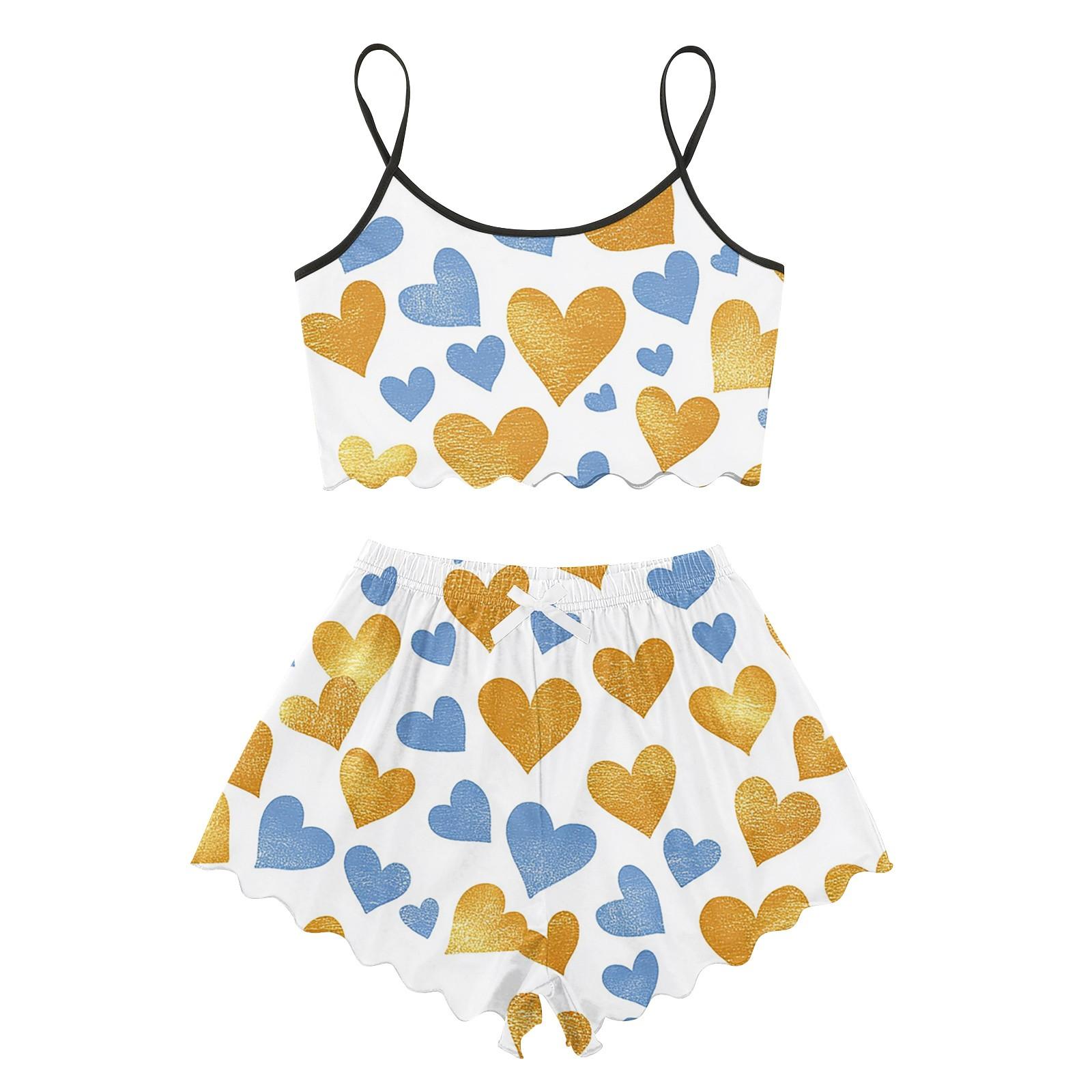 

Пижамные комплекты для женщин, мягкие комплекты домашней одежды из двух предметов, топы без рукавов, шорты, одинаковые пижамы, одежда для сна XL жёлтый