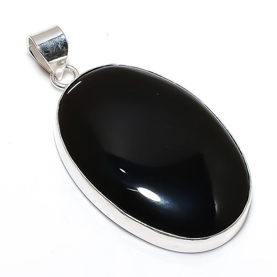 Dendrite Opal Gemstone Handmade 925 Sterling Silver Jewelry Pendant 2.32" SU-10916