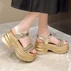 Women's Sandals for Summer Outdoor Wear, Light Luxury Rhinestone Thick-soled Roman Shoes, Exquisite All-match Sandals