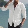 Camisa informal de algodón de manga larga de color liso para hombre de estilo europeo y americano - Envío gratuito