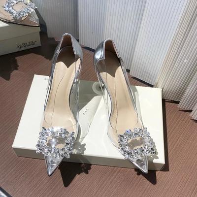 Summer Pointed Crystal Fairy Ladies Wind Sandals Rhinestone Butterfly-knot Transparent High Heel Women Sandals Fashion Shoes