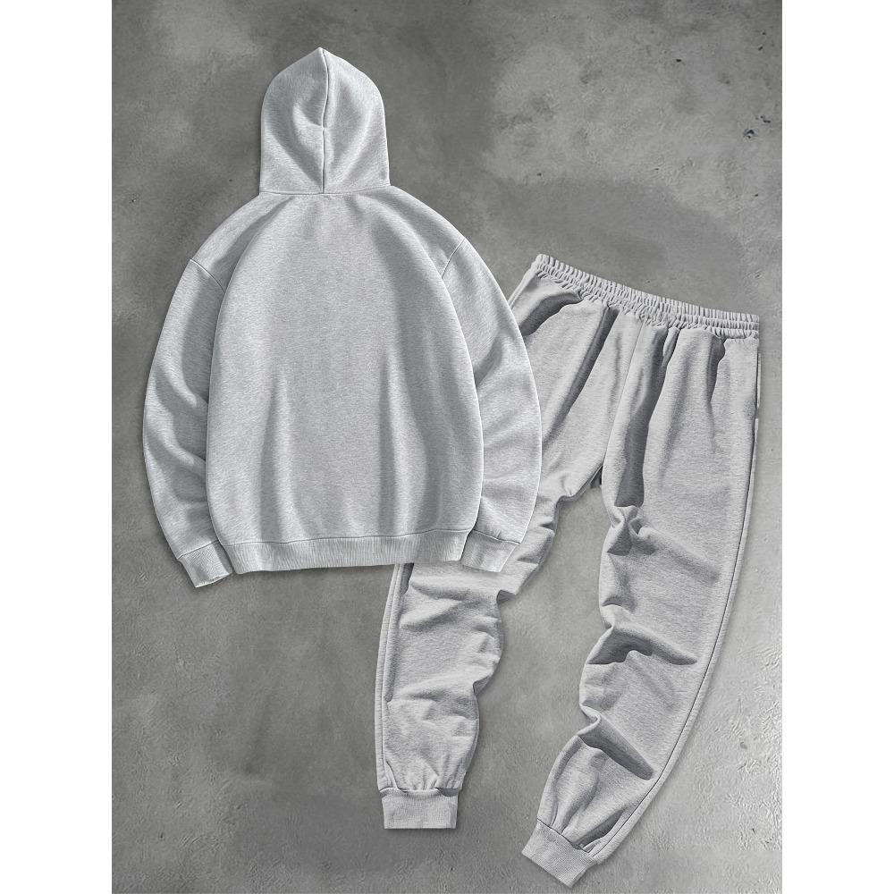 Men's Printed Hooded Sweatshirt and Pants Two Piece Set High Street Drawstring Sports Suit Soft and Skin Friendly Trendy Street Style
