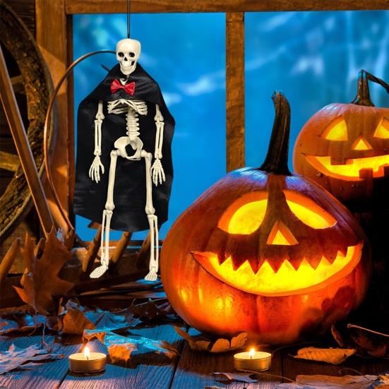 Yousheng Halloween Skeleton Bride Groom Statue 15 Inch Plastic Posable Skeleton Wedding Couple Hanging Ornament with Veils Robe for Haunted House