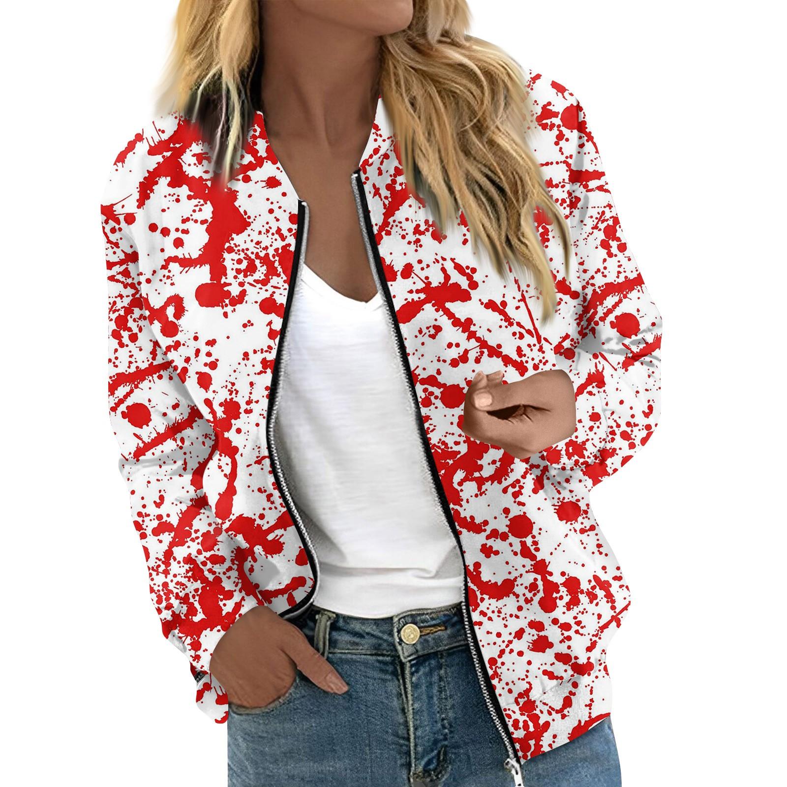 

Женская верхняя одежда с длинным рукавом и принтом, повседневные топы на молнии, кардиган, рубашка, тонкая куртка для женщин XL киноварь