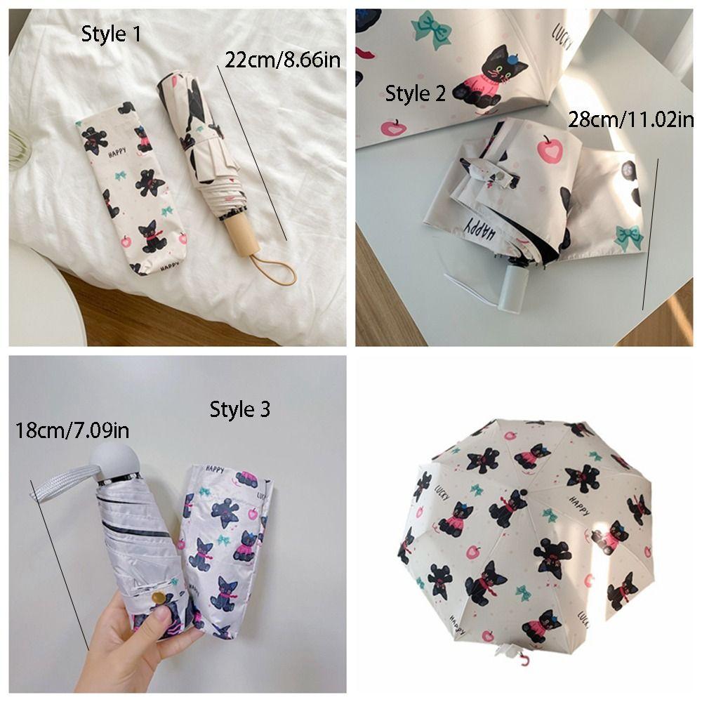 Cartoon Cat Pattern Folding Umbrella Anti UV Portable Rain Umbrella Sunshade Umbrella  Outdoor