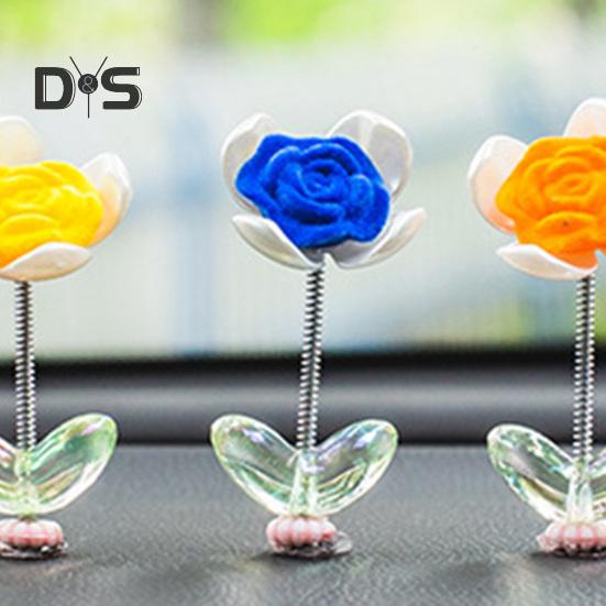 6ks/sada Roztomilý květ růže Ozdoba do auta Středová konzola Dekorace palubní desky Auto Spring třesoucí hlavou Malá dekorace