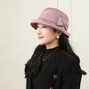 Imitation Fragrant Cloud Yarn Basin Hat Women Spring and Autumn Warm Cloth Hat Retro Bucket Hat Bow Visor