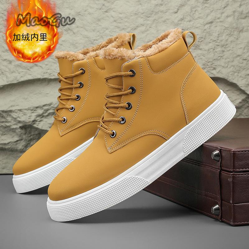 Mode Winter 2025 Herren Fleece Schneestiefel Warme Dicke Baumwolle Kurze Stiefel Schnürschuhe Rutschfeste Herren Sneaker Botas Para Hombre Größe 39-46