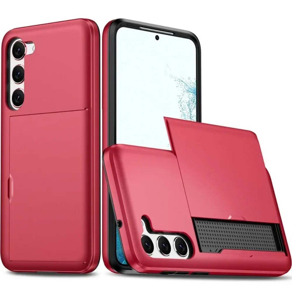 

Case For Samsung Galaxy S25 Edge S24 S22 S23 S21 S20 FE Note 20 Ultra Plus Card Holder Slot Protective Shockproof Wallet Cover Galaxy S25 Edge