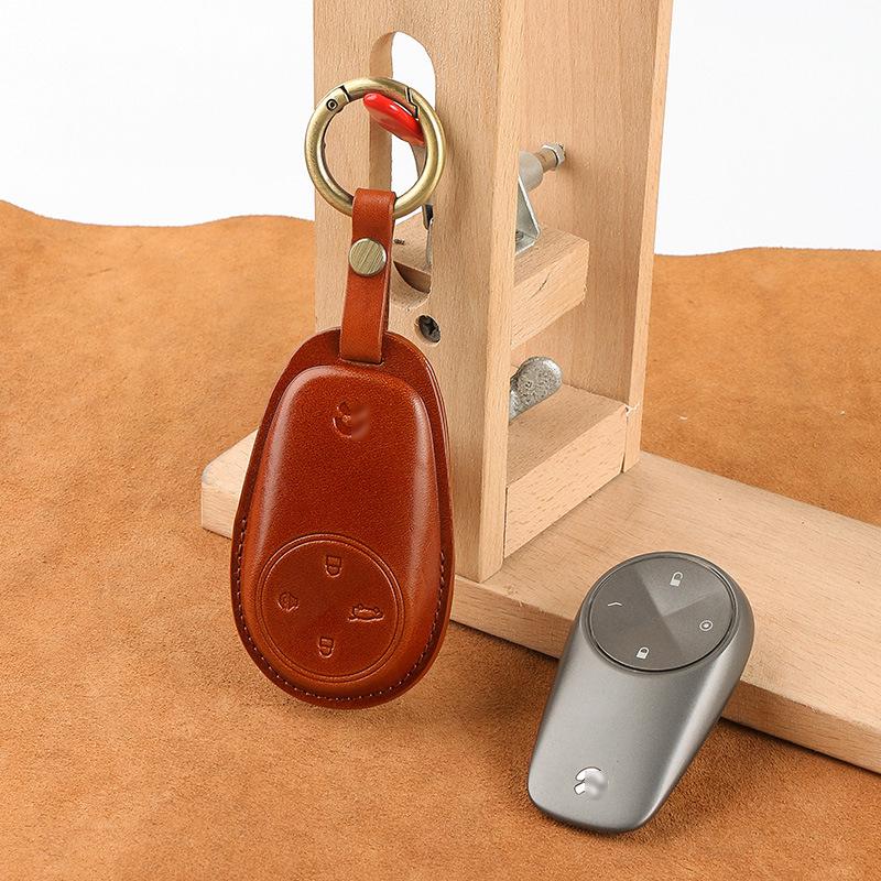 Premium Genuine Leather Key Case for NIO ES6/ES8/EC6/ET7 - Top Layer Cowhide Protective Cover