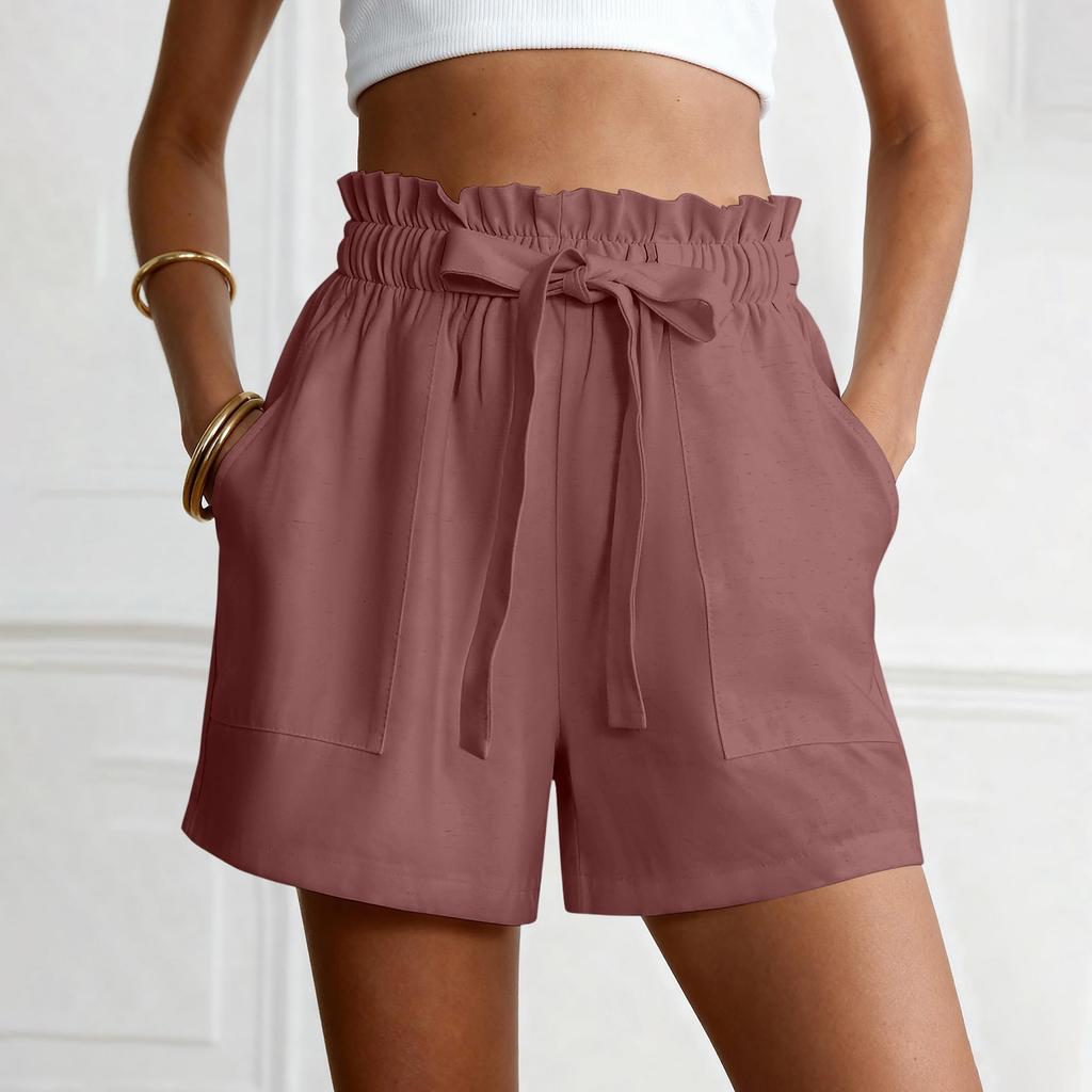 Zomerbroekjes Voor Dames Casual Ruches Trekkoord Hoge Taille Wijde Pijpen Broekjes