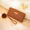 Women's long wallet, new rhombus embroidered iron sheet fluffy decorative change bag, casual simple clutch bag
