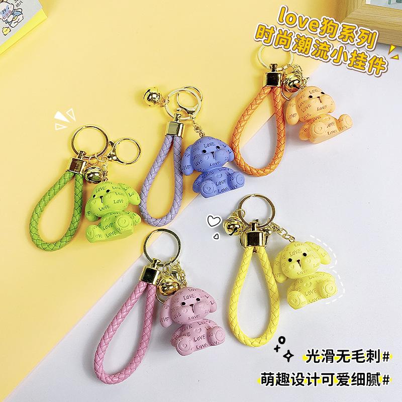 Resin Sitting Position Love Dog Keychain Exquisite Couple Doll Keychain Bag Pendant Small Gift
