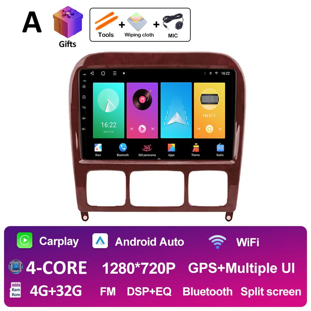 9 inch Android 14 For Mercedes Benz S Class W220 S280 S320 S350 S400 S430 S500 S600 AMG 1998 - 2002 2003 2004 2005 Head Unit BT