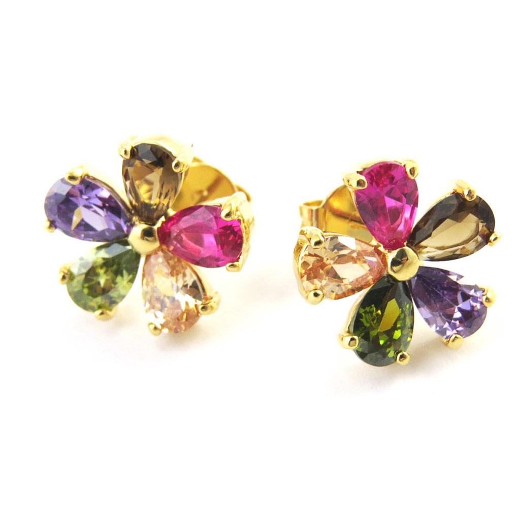 

Les Trésors De Lily [M7101] - Разноцветные позолоченные серьги «Подкисленный цветок»