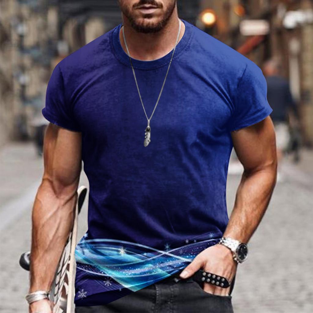 Sommer Rundhals 3D Linienverlauf Druck Top Modische Lässige Kurzarm Herren T-Shirts