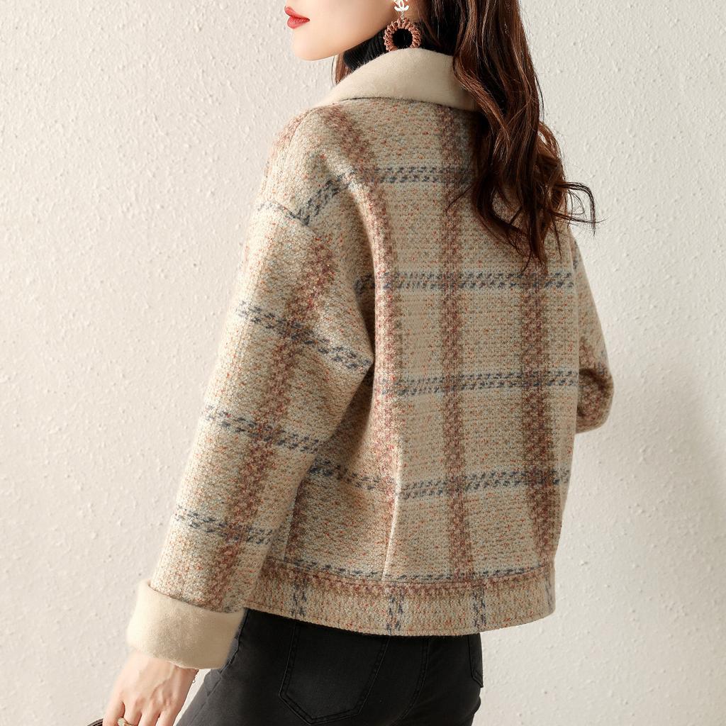 Winter Casual Kleiner Duft Stil Revers Kurz Verdickt Warm Damenjacke