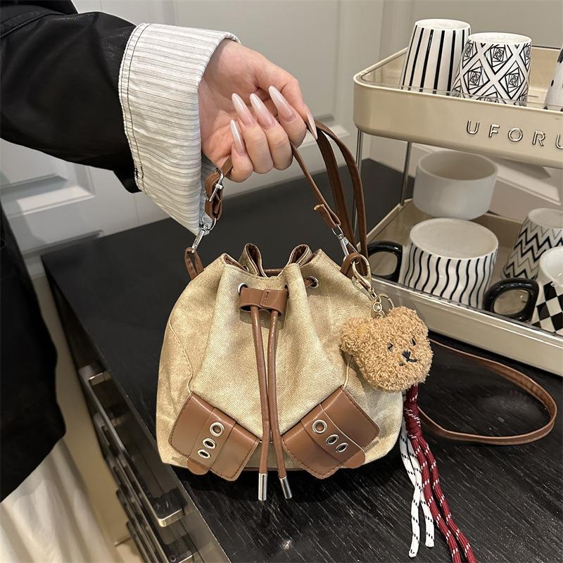 Drawstring Fashion Shoulder Messenger Bag Autumn New Versatile Today Popular Bucket Bag High Sense Women