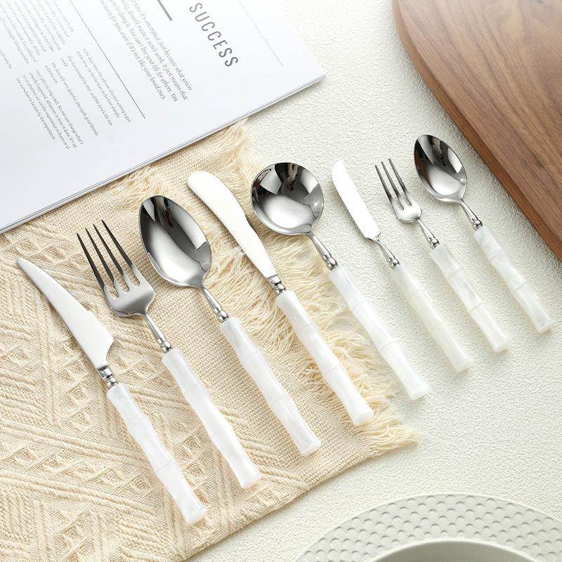 1PC Western Tableware Stainless Steel Bamboo Shape Handle Light Luxury Knife Fork Spoon Creative Household Goods