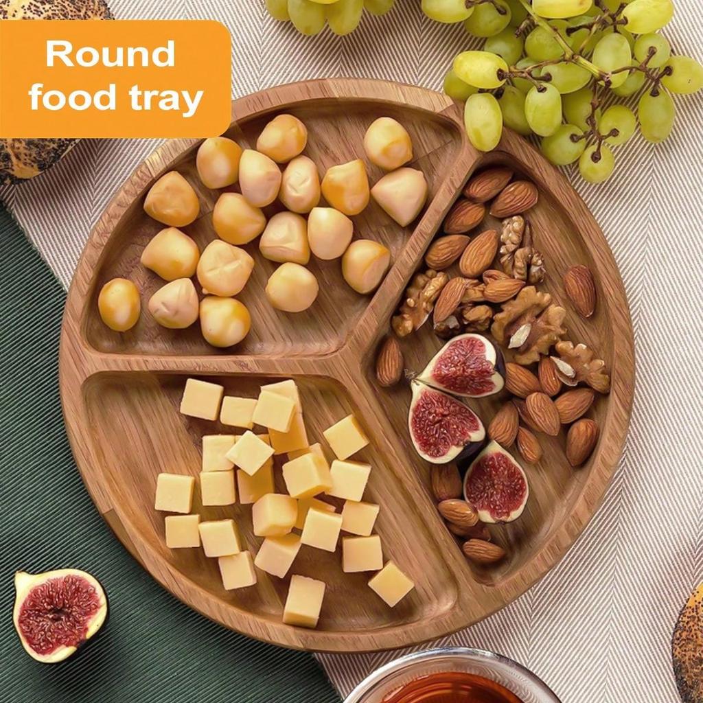 Leeseph Acacia Wood Serving Plate, Food Tray Nut Candy Bowl Fruit Storage Bread Plate Snack Tray or Home Office Decor Tray