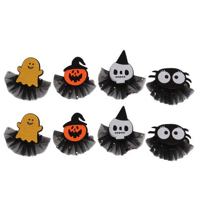 8 Stück Halloween Haarspangen Spinnen Totenköpfe Geister Kürbisse Haaraccessoires für Partydekoration
