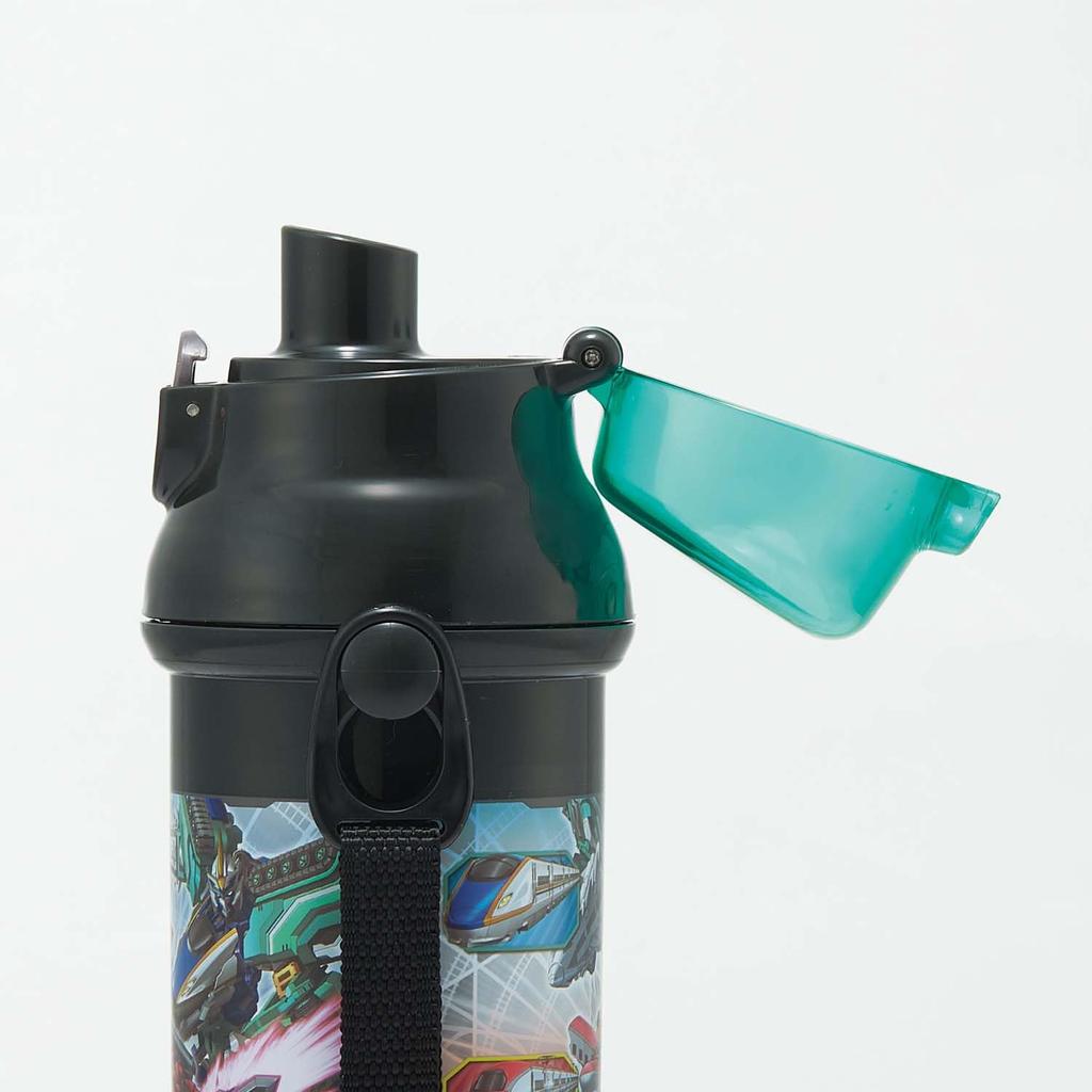 Garrafa Infantil Plástica para Água Skater Shinkalion PSB5SANAG, 480ml, Abertura de Um Toque, Antibacteriana, Amigável para Crianças, Leve, Japão,