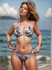 2024 Sexy Bikiny s trojúhelníkovým potiskem: Přeshraniční evropský a americký styl se zavazovacím designem