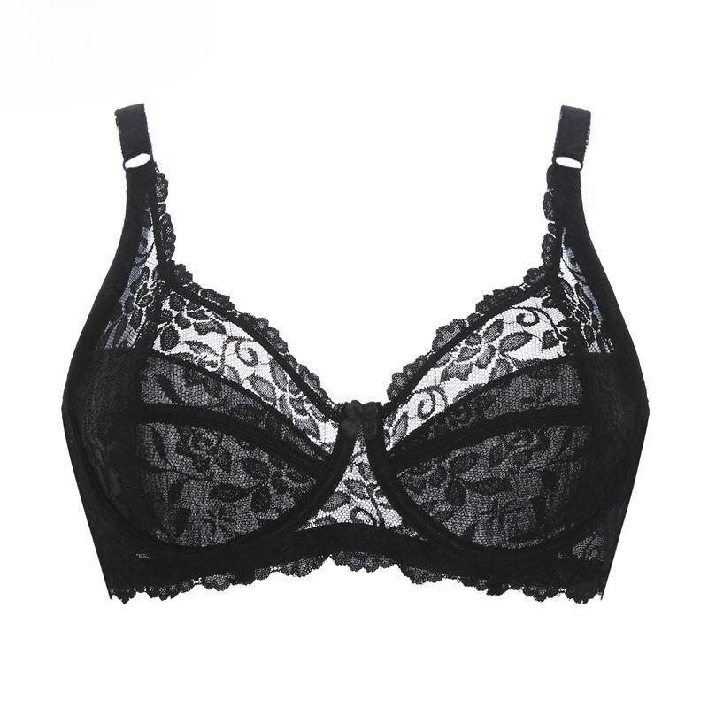 Wirefree Ultra Thin Sponge-Free Brassiere Thin Lace Breathable Bra Women's Sexy Underwear Plus Size
