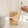 Mouthwash Cup Non-Slip Handle Smooth Round Mouth Transparent Body Rabbit Bear Design Bathroom Cup with Toothbrush Slot