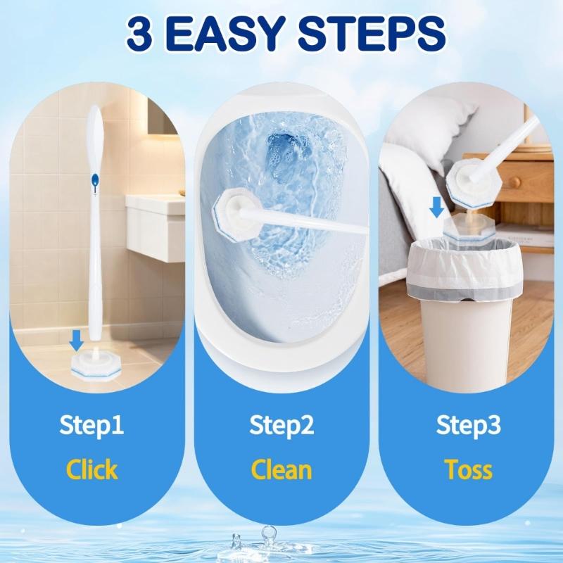 Disposable Toilet Bowl Cleaning Brush Long Handle Toilet Bowl Brush with Replaceable Brush Head Toilet Cleaning Tool
