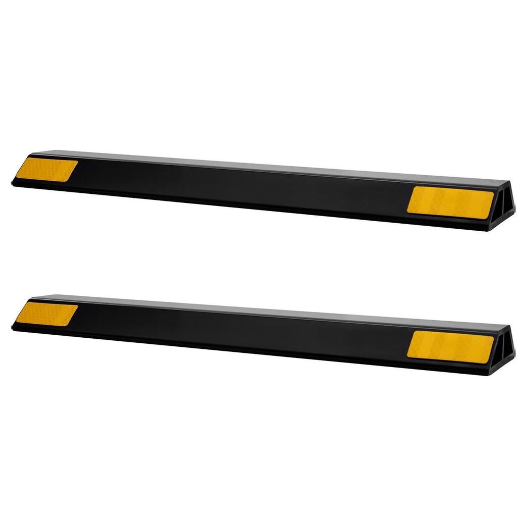 Parking Stopper, 446 mm 2 Pcs Heavy Duty Parking Aid for Garage, PP Curb Garage Floor Stopper with Reflective Strips, Vehicles Gadgets for Cars Vans