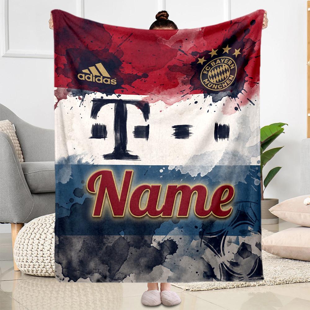 Bayern Munich Poster Personalized Name Blanket Throw Personalized Blanket Soft & Cozy Throw For Livingroom Sofa Bed Seaside All-Season Use