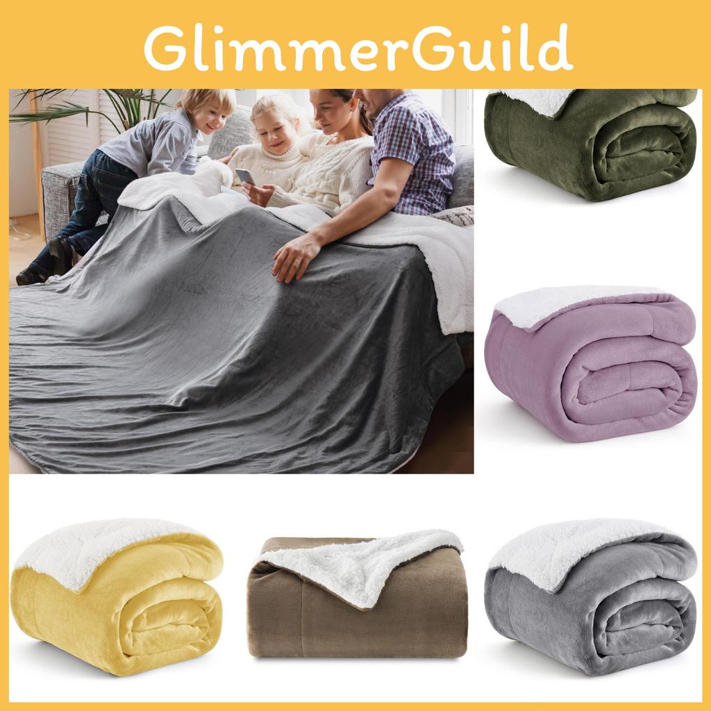 Blanket Bed Throw Sherpa Flannel Blankets Fleece Fluffy Microfiber Lightweight