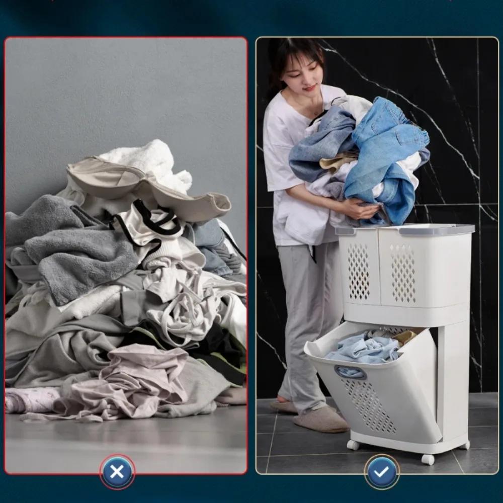 Dirty Clothes Storage Baskets Household High-Capacity Laundry Basket Hollow-Out Design Household Classification Laundry Basket