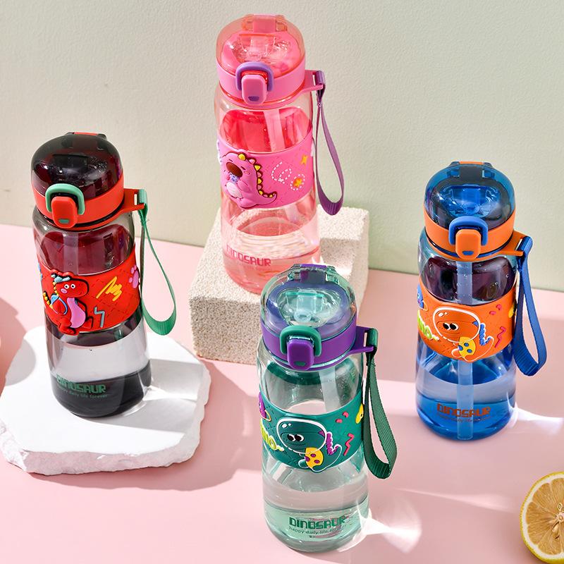 Water Bottle New Cartoon Children's Straw Water Cup for Students To Go To School Men's and Women's Large-capacity Cups High Value Sports Kettle