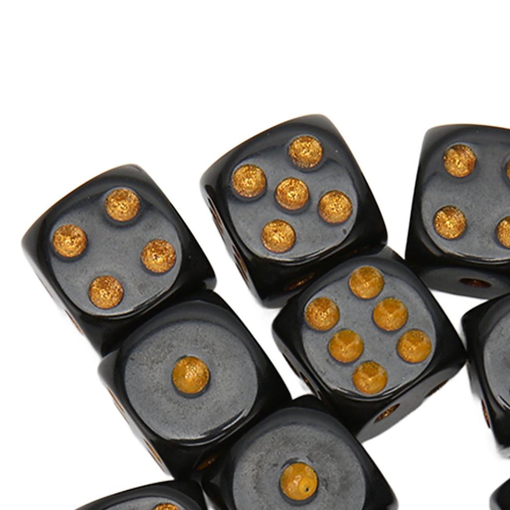 20PCS Black Dice 6 Sided Plastic Dice for Table Board Game Math Teaching Parties Straight Angle