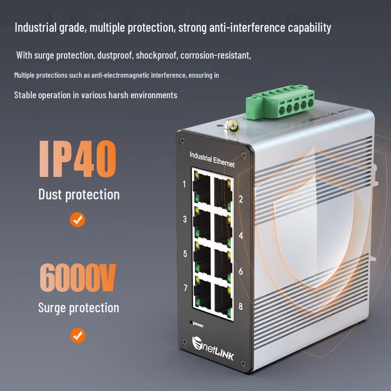 netLINK HTB-6000 8-Port 100Mbps Unmanaged Industrial Ethernet Switch