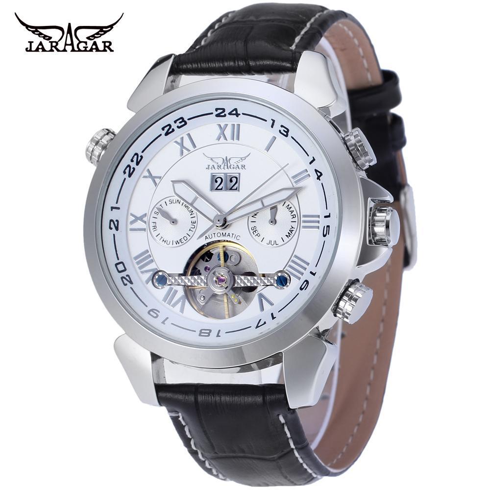 JARAGAR Modische, lässige Herrenuhr, hohle Uhr, automatische mechanische Uhr