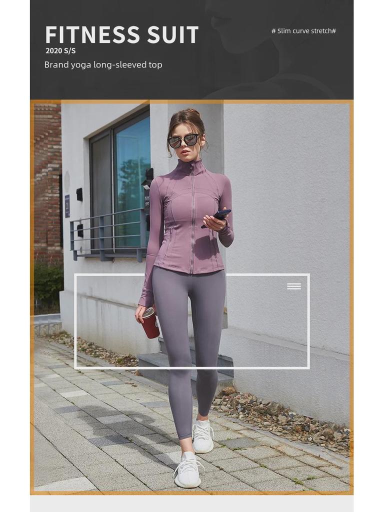 Women's Slim Fit Sports Jacket - Elastic, Zipper, Long Sleeve - Ideal for Running & Yoga (Spring 2020 Collection)