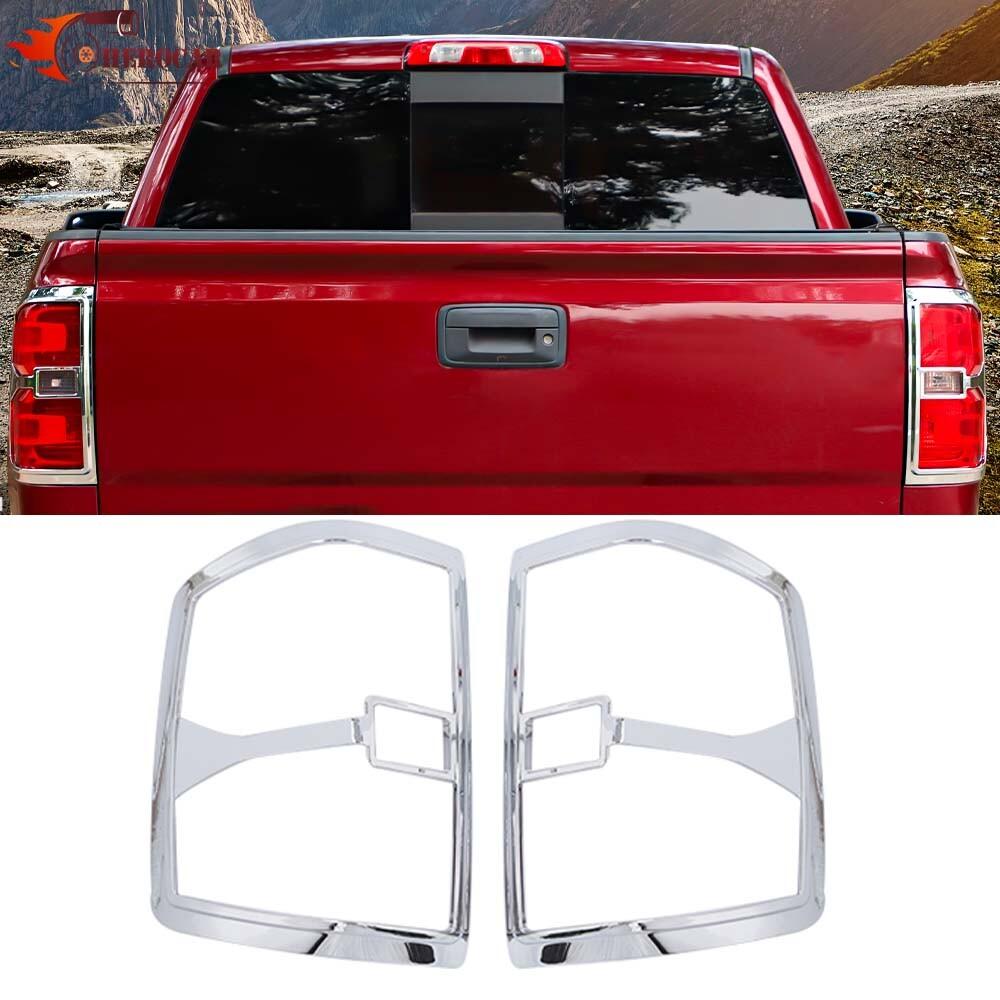 2PCS Chrome Tail Light Lamp Cover Taillight Decor For Chevy Silverado 1500 2014+