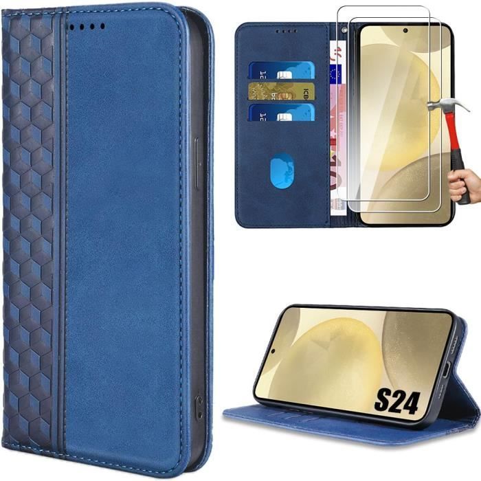 Coque - Samsung - Galaxy S24 - Antichoc - Cuir Synthétique - Motif Mosaïque