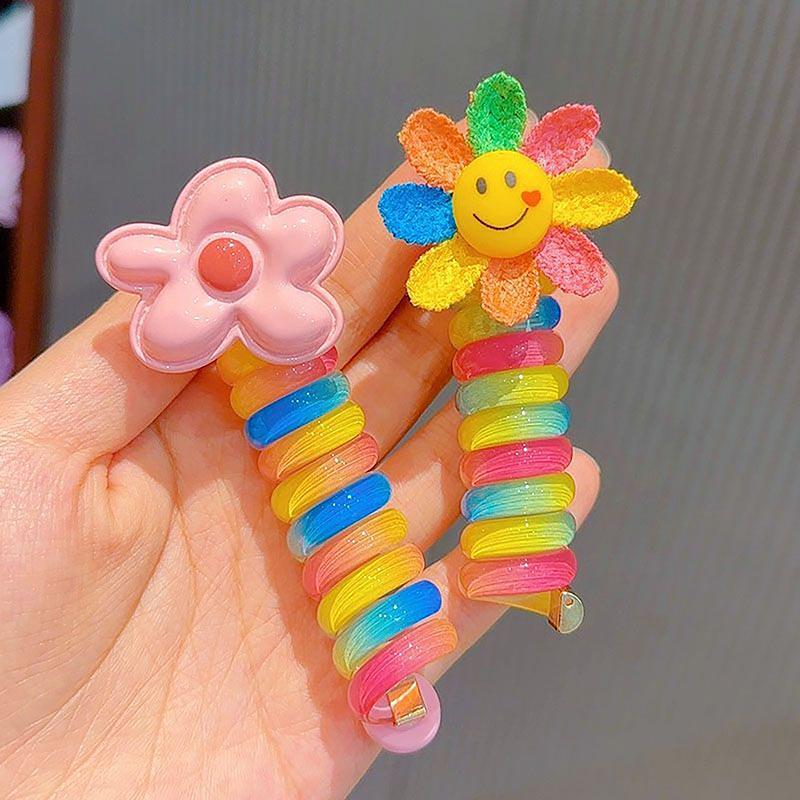 Colorful Curly Telephone Wire Hair Tie For Children Cute Cartoon Hair Band Hair Accessories High Elastic Hair Scrunchies