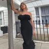 Personality Sleeveless Bodycon Dress with Side Slit and Fur Details Skirt Slim-fit Bag Hip Fluffy Pencil Skirt Dress Dress Skirt Bridesmaid Skirt