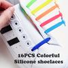 16pcs/set Elastic Lazy Silicone Shoelaces, No Tie Up & Easy To Put On Colorful Shoe Laces Suitable For Men & Women
