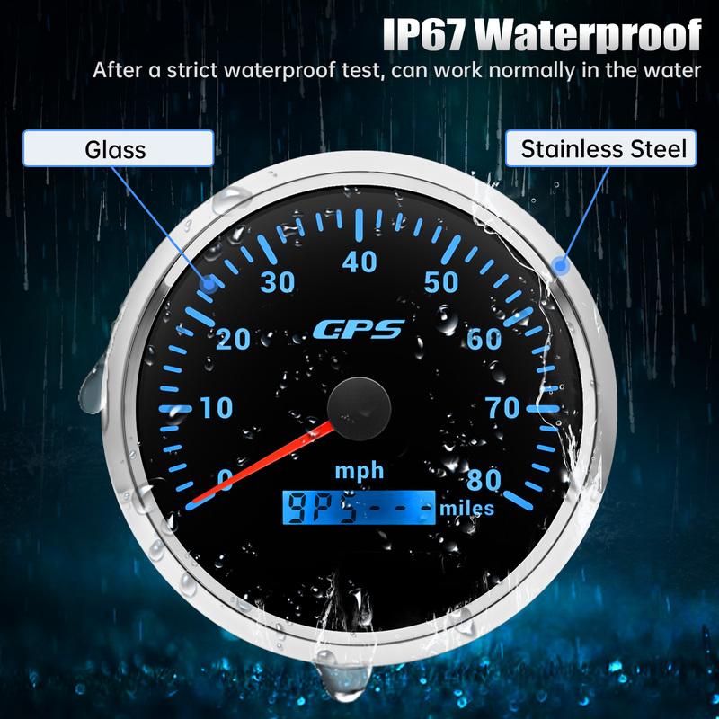 ZMFJH Auto Car Boat 110mm GPS Speedometer Gauge with Antenna 7 Color BackLight 80MPH,120MPH,160MPH Speed Meter Mileage 9-32V